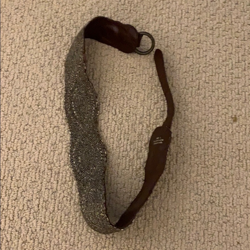 Brown leather and beaded Anthropologie belt